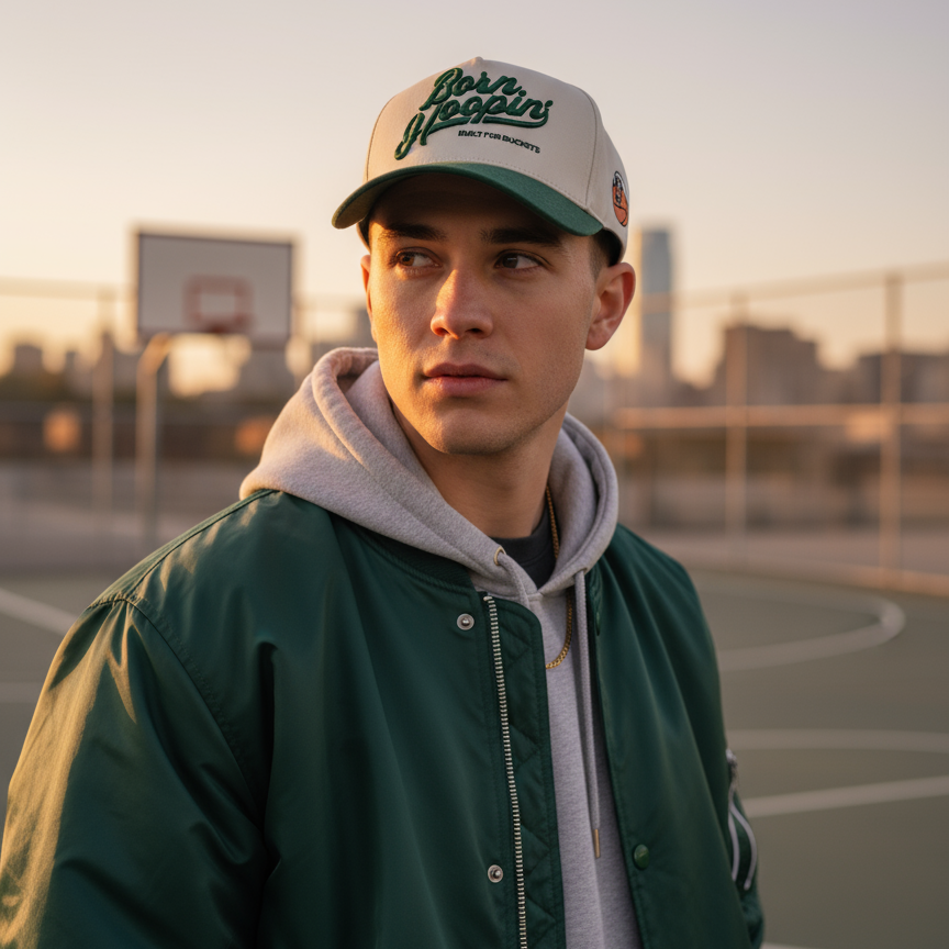 Born Hoopin' olive hat